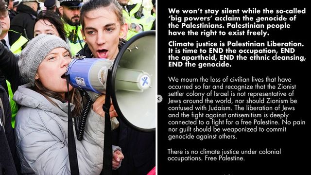 Fridays For Future växte fram i kölvattnet av Greta Thunbergs klimatstrejkande på fredagar. Här ses Thunberg vid en demonstration i London den 17 oktober där hon frihetsberövades av brittisk polis när Thunberg och andra aktivister störde ett möte på ett hotell. Foto: Kin Cheung/AP/Instagram