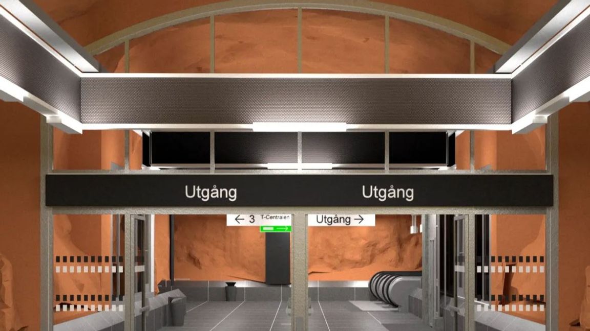 Så här planeras brandgaspartierna se ut på Rinkeby station. Illustration: Rundquist arkitekter