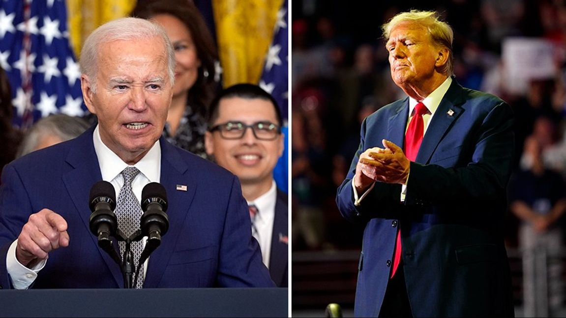 Joe Biden och Donald Trump möts i en första debatt 2024 under natten till fredagen, svensk tid. Foto: Evan Vucci/Chris Szagola/AP/TT