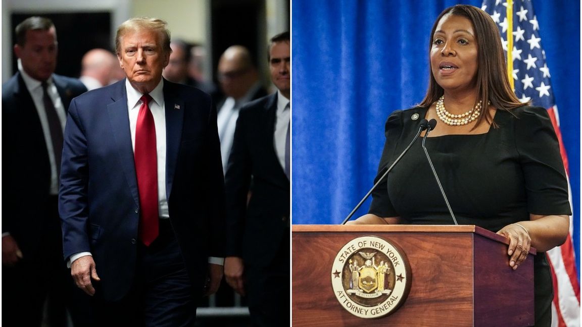 New Yorks justitieminister Letitia James hotar med att beslagta Trump Building om Donald Trump inte betalar miljardböter. Foto: Mary Altaffer/Bebeto Matthews/AP