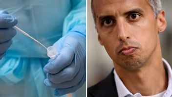 Bild av provtagningspinne som placeras i reagens, samt på Danmarks invandrings- och integrationsminister Mattias Tesfaye. Arkivbild. Foto: Johan Nilsson/TT/Philip Davali/Scanpix/TT.