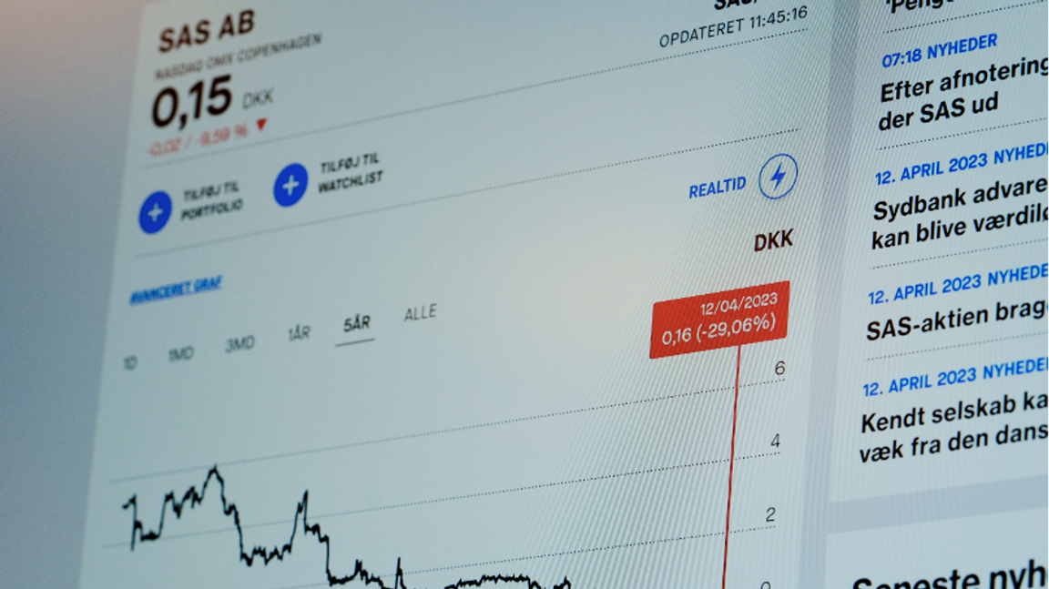 Sas-aktien dyker efter uppgifter om att bolaget kan avnoteras i höst. Foto: Liselotte Sabroe