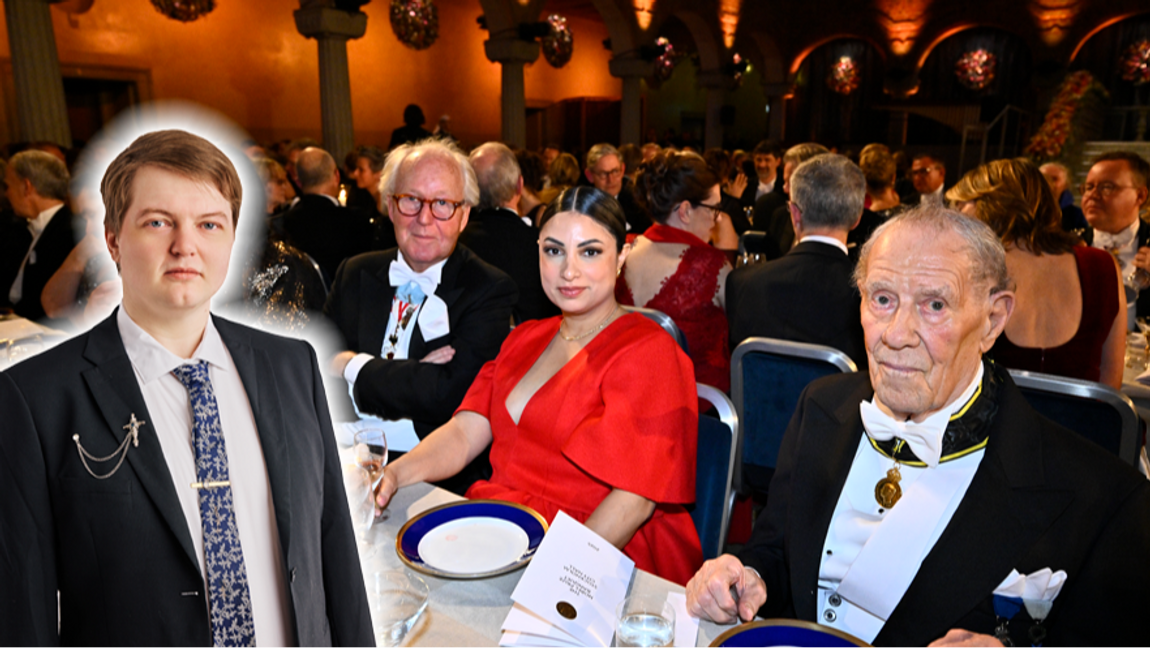 Kläm åt eliten! Nooshi Dadgostar på nobelfesten. Foto: Christine Olsson/TT