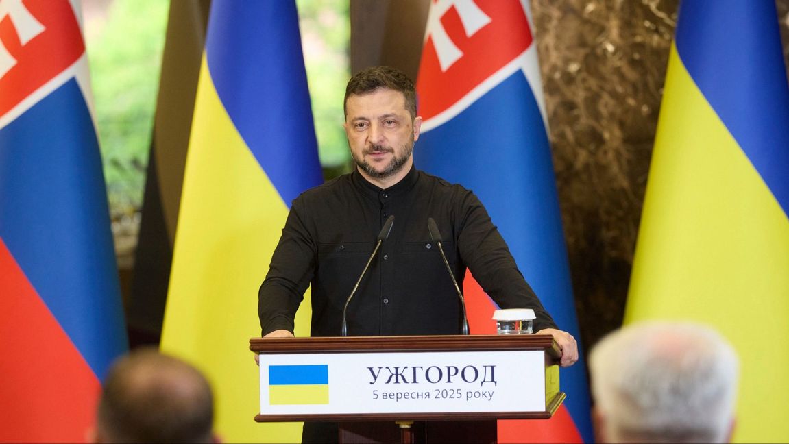 Ukrainas president Volodymyr Zelenskyy på en presskonferens under förra veckan. Foto: AP/TT