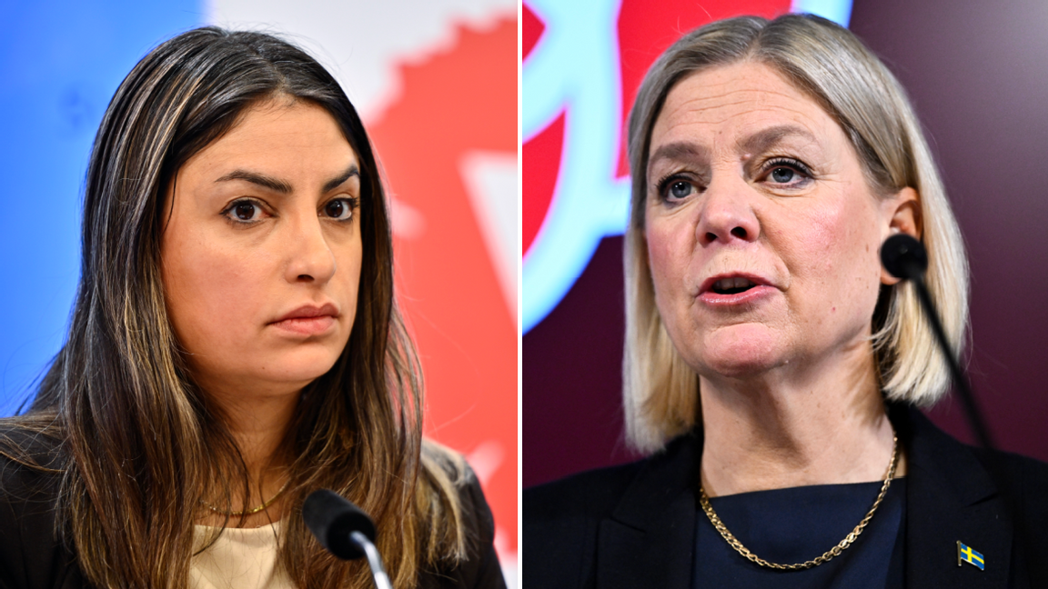 Nooshi Dadgostars (V) krav på ministerposter är inte särskilt konstruktivt, anser Magdalena Andersson (S). Foto: Anders Wiklund/Fredrik Sandberg/TT