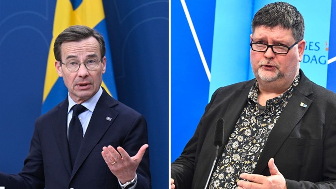 Statsminister Ulf Kristersson sågas stenhårt av Magnus Jacobsson (KD). Foto: Jessica Gow/Claudio Bresciani/TT