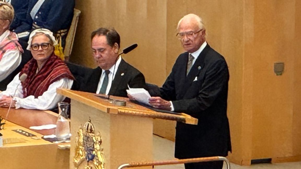 Som första punkt i sitt tal tog kung Carl XVI Gustaf upp Gaza. Foto: Pelle Zackrisson